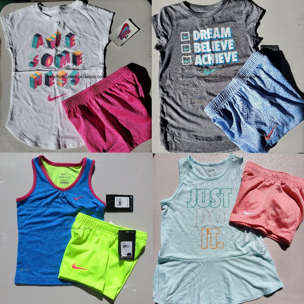 Nike Girls Size 6 Mesh Shorts & Short sleeve Tops Tank Tops Summer Spring NEW